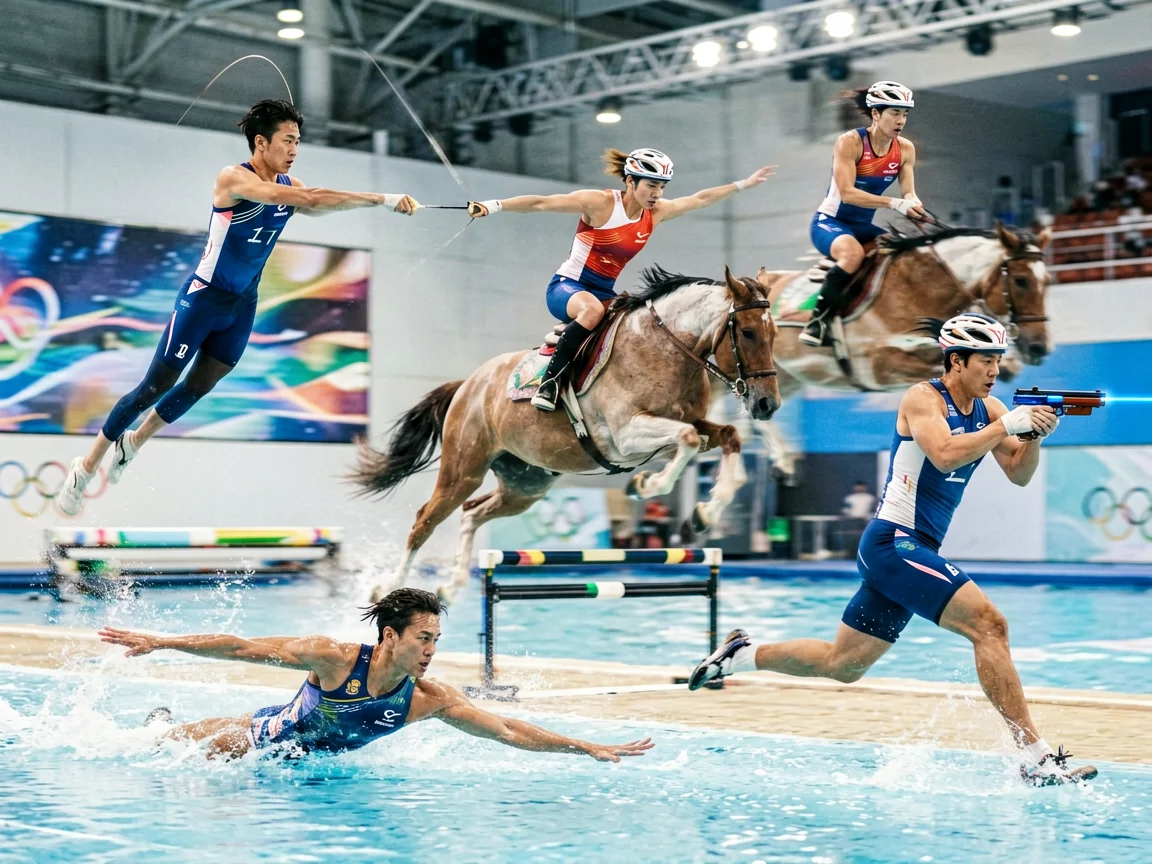奥运赛场现代五项竞技瞬间